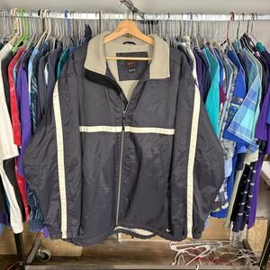 Vintage Nike Windbreaker Jacket Mens XL Navy Blue Fleece Lined Full Zip Swoosh